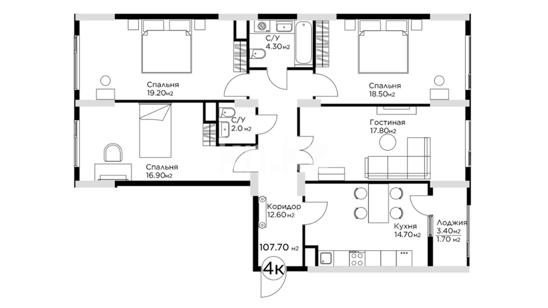 ЖК Respublika, 4-комнатная, цена 62 466 000 ₸, 580 000 ₸&nbsp;/&nbsp;м²