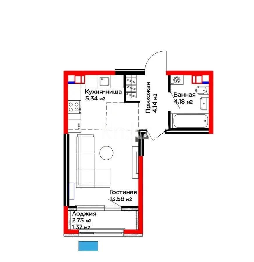 Продажа 1-комнатной квартиры, 28.61 м², мкр. Гажайып, дом  33 в Алматы