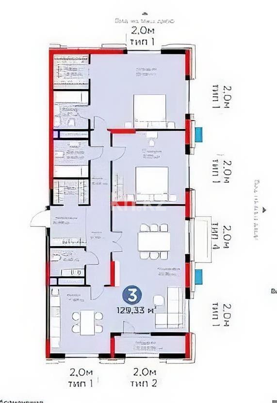 Продажа 3-комнатной квартиры, 129.33 м² в Астане