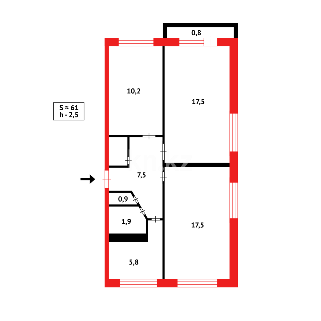 Продажа 3-комнатной квартиры, 62 м², мкр-н 15 в Караганде - фото 8
