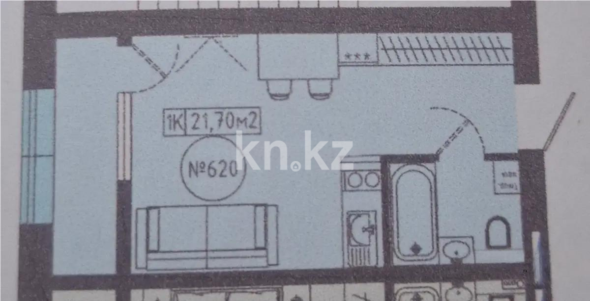 Продажа 1-комнатной квартиры, 21.7 м², ул. Кургальжинское шоссе, дом  37 в Астане