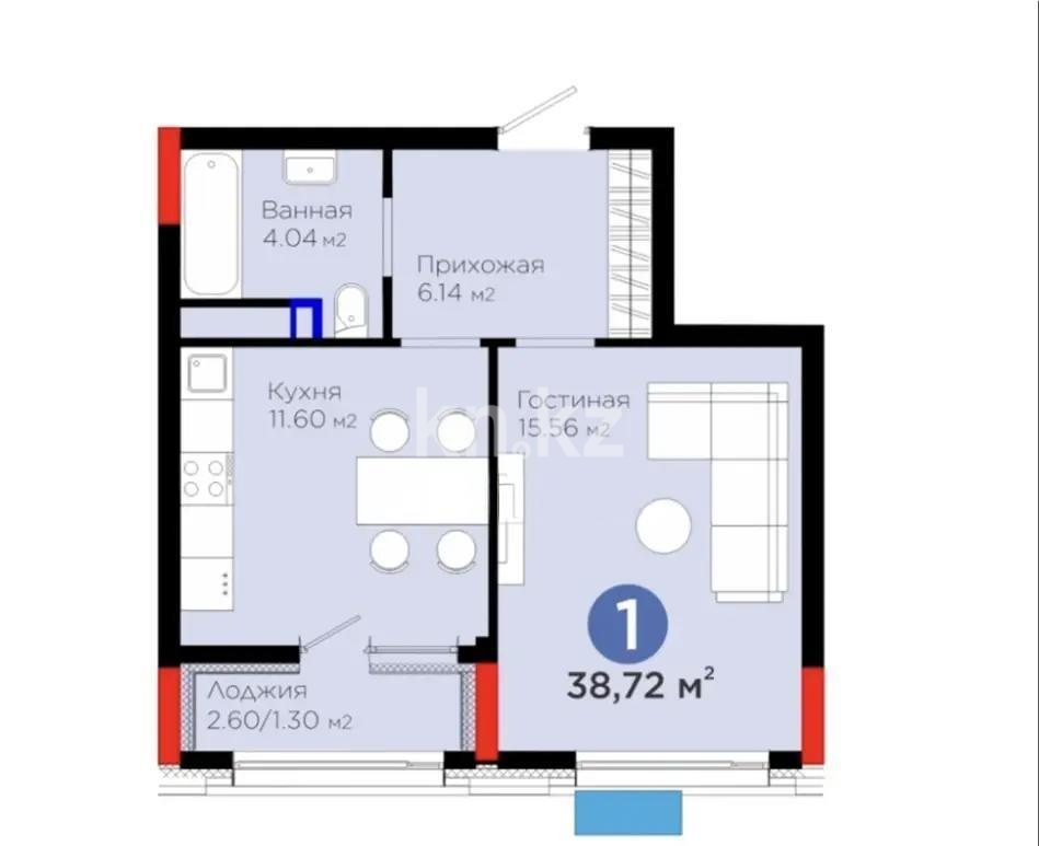 Продажа 1-комнатной квартиры, 38.72 м² в Астане - фото 8