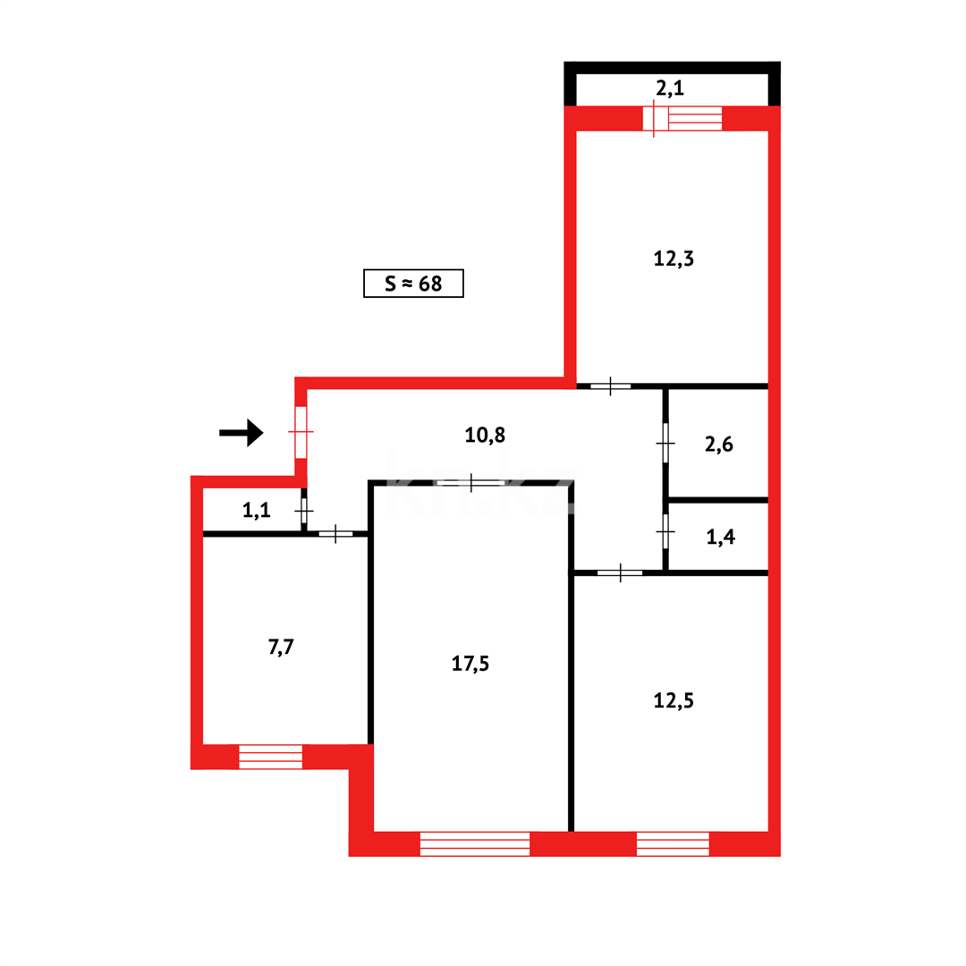Продажа 3-комнатной квартиры, 68 м² в Темиртау - фото 8