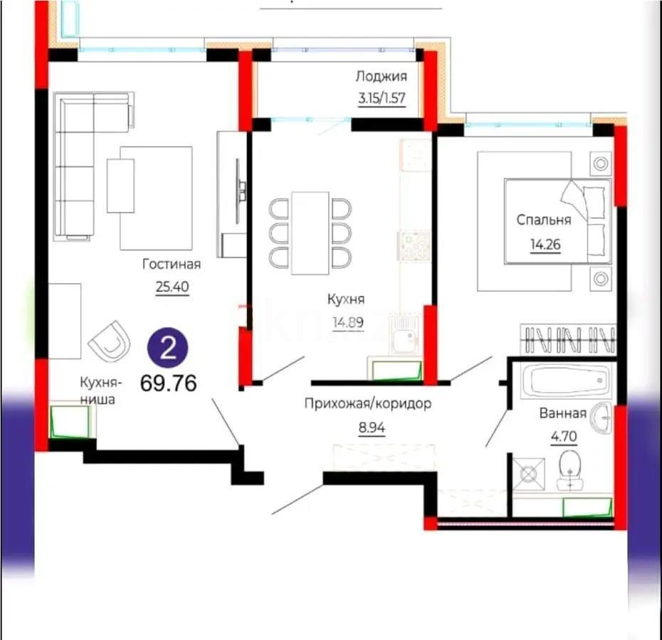 Продажа 3-комнатной квартиры, 70 м², ул. Е-882, дом  7 в Астане