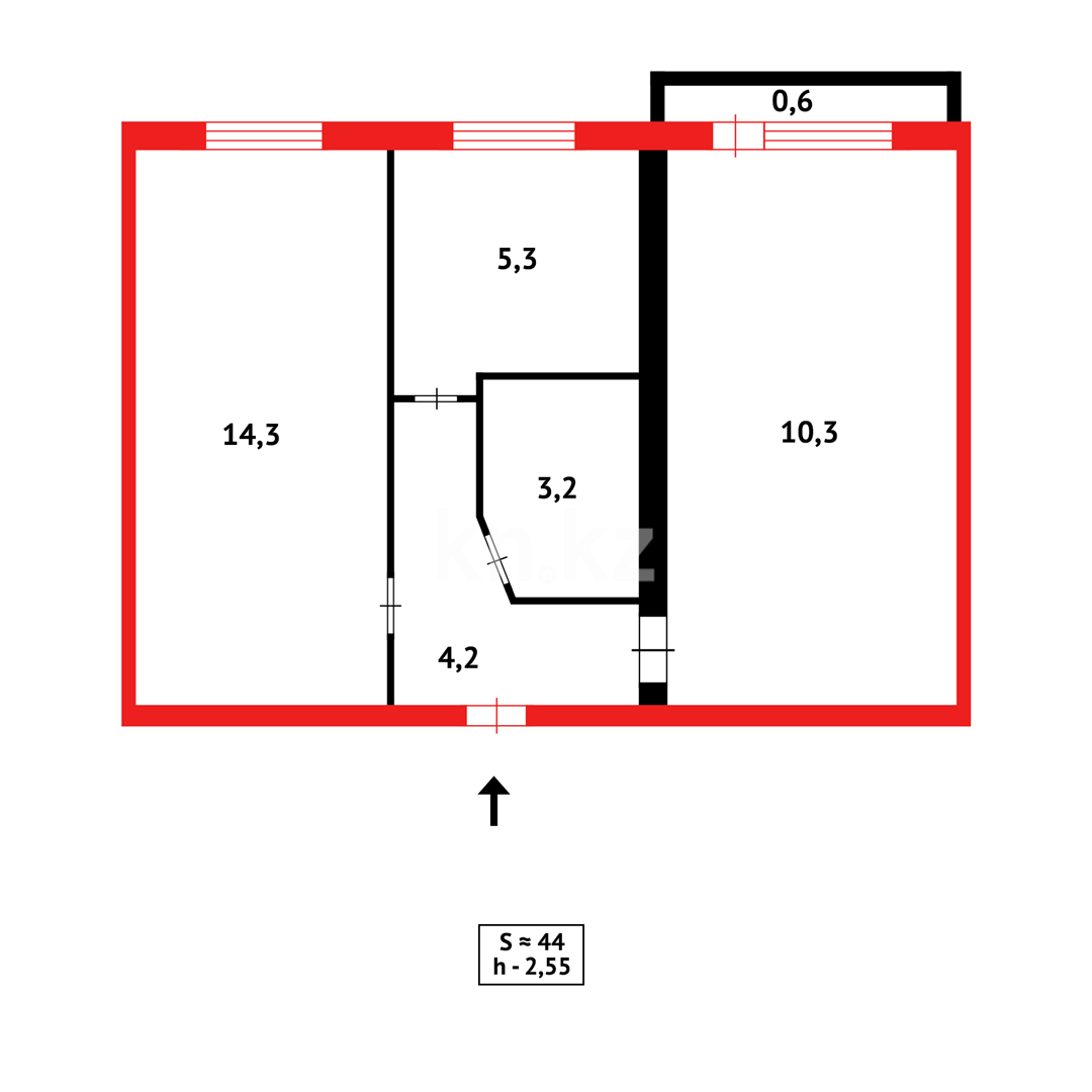 Продажа 2-комнатной квартиры, 45 м² в Караганде - фото 7