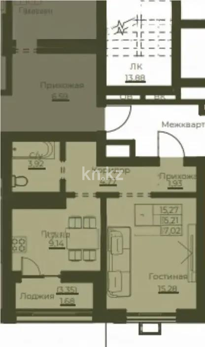Продажа 1-комнатной квартиры, 37 м² в Астане