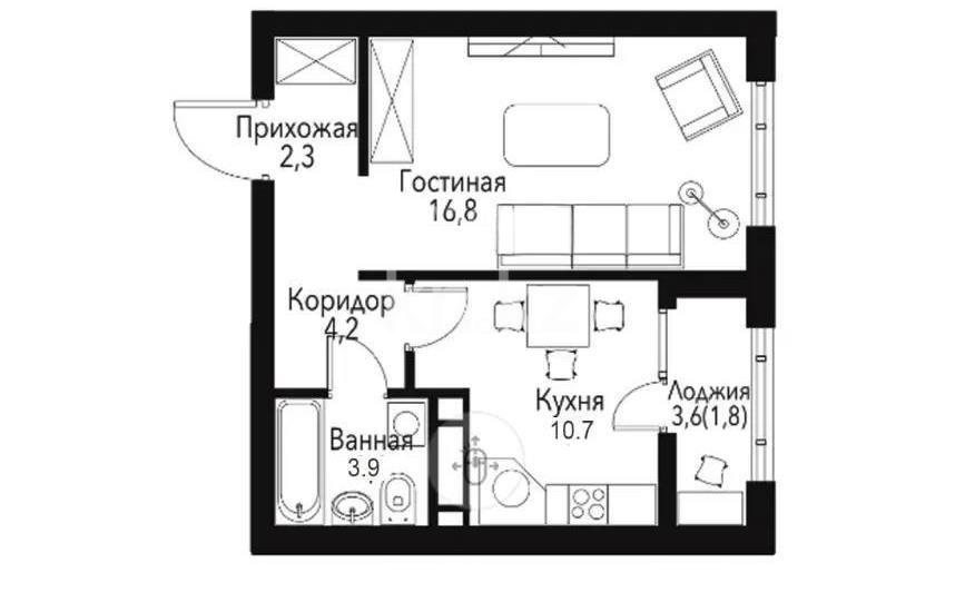 Продажа 1-комнатной квартиры, 39.4 м² в Алматы - фото 2