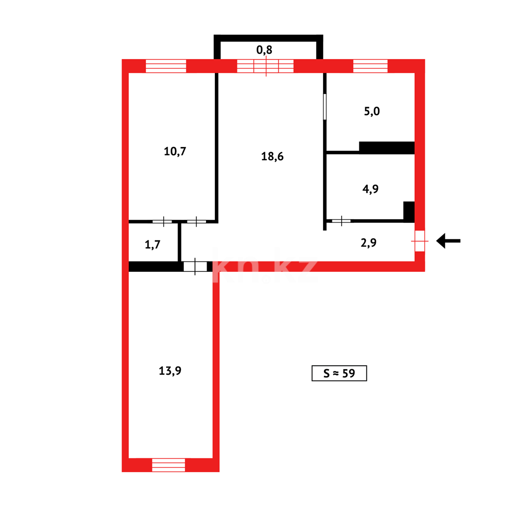 Продажа 3-комнатной квартиры, 57 м² в Темиртау - фото 15