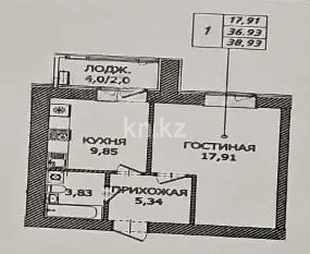 Продажа 1-комнатной квартиры, 39 м² в Астане