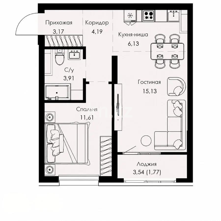Продажа 2-комнатной квартиры, 46 м² в Алматы