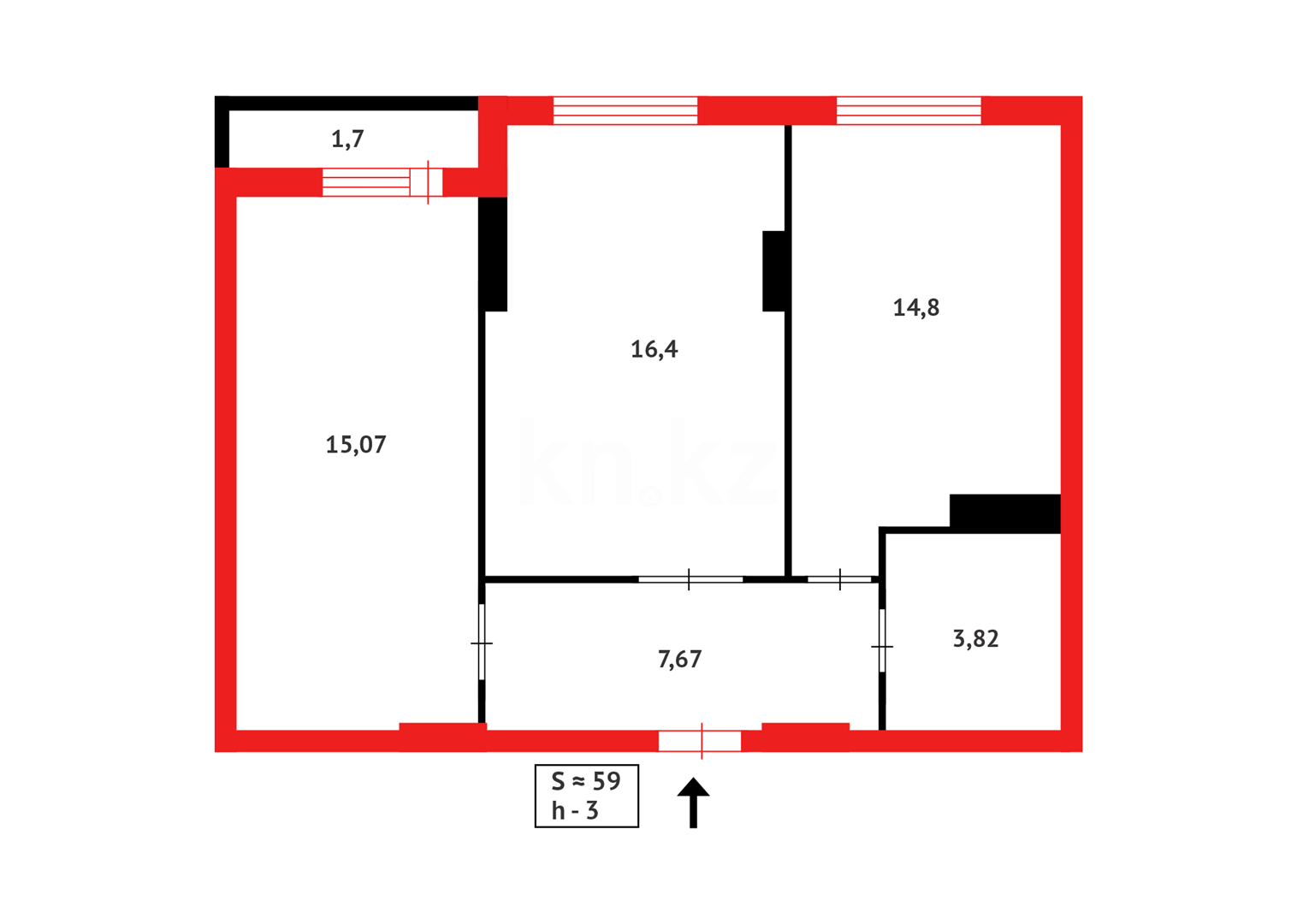 Продажа 2-комнатной квартиры, 59 м² в Караганде - фото 12