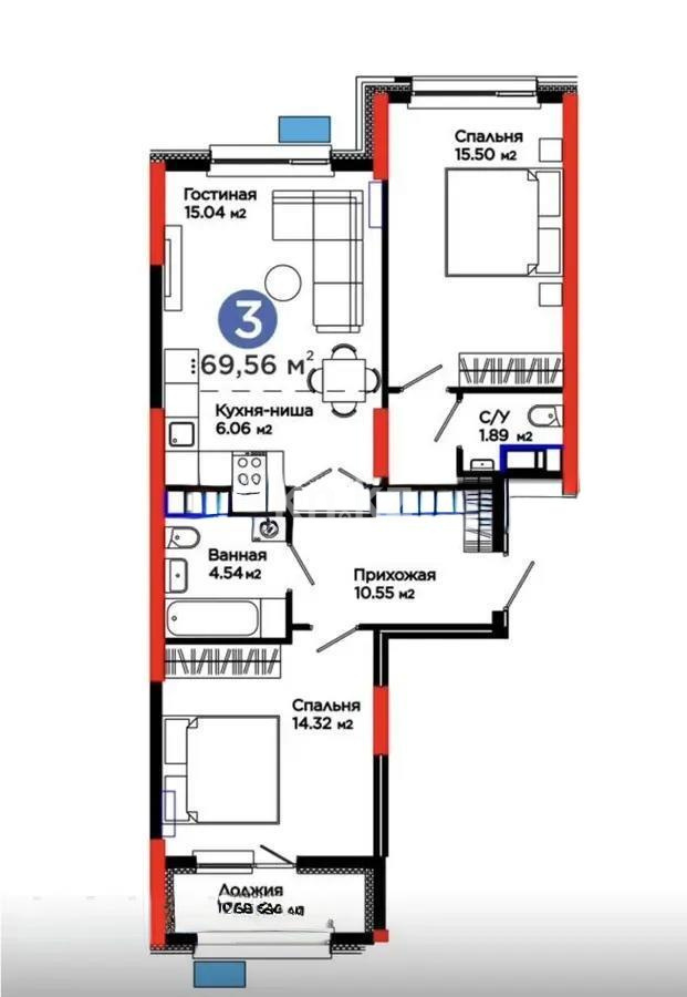 Продажа 3-комнатной квартиры, 70 м² в Астане