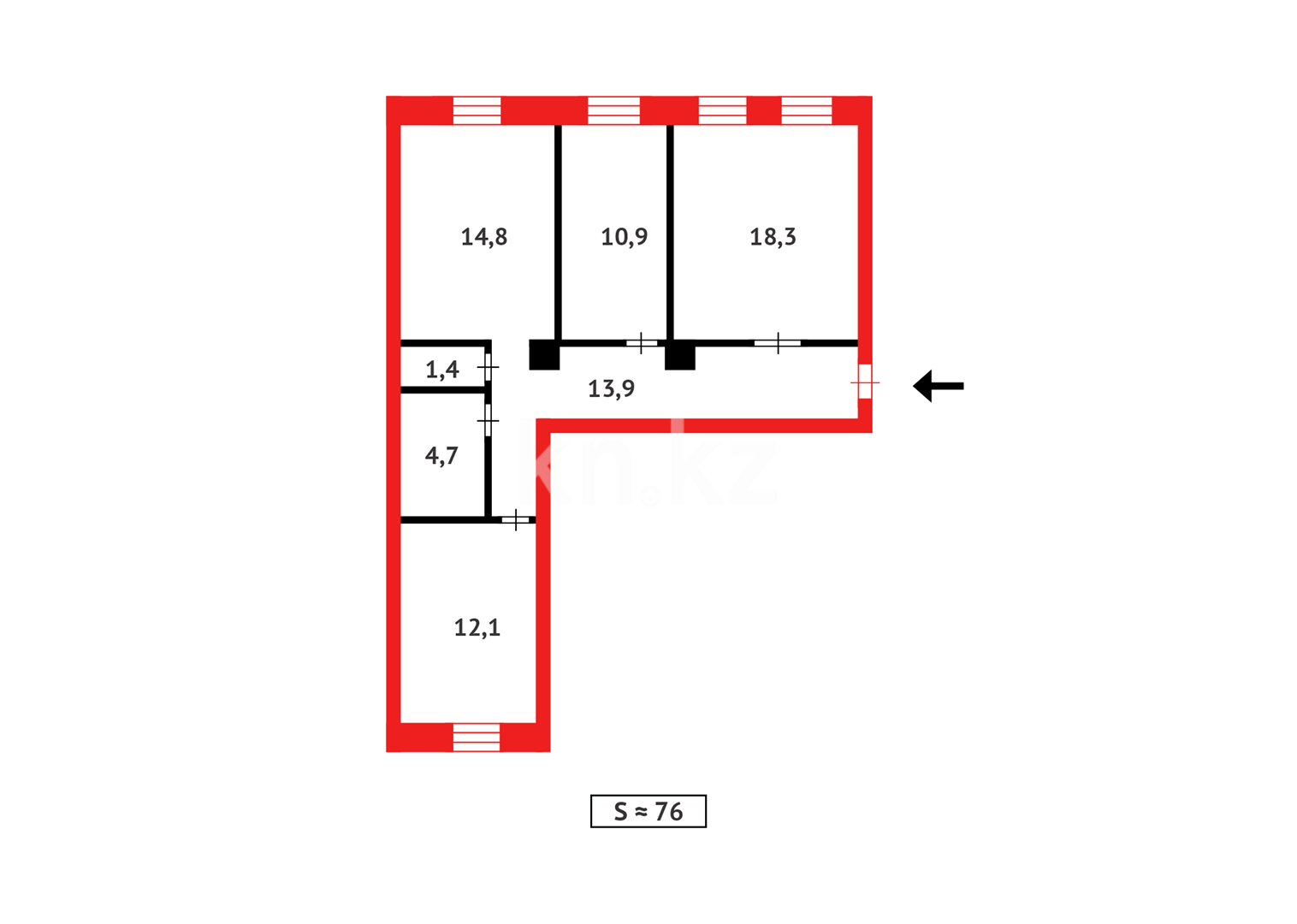 Продажа 3-комнатной квартиры, 76 м² в Темиртау - фото 13