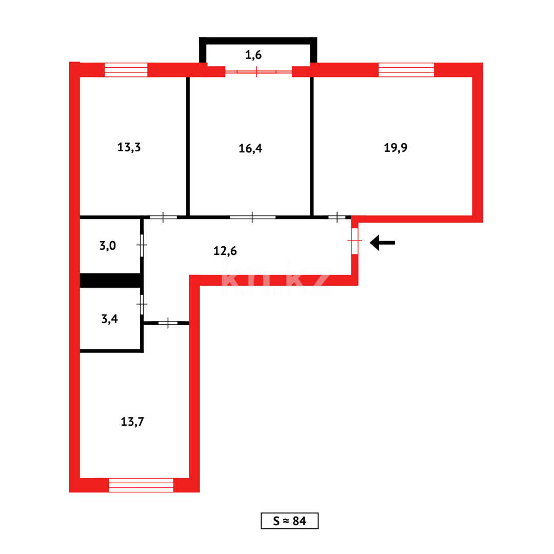 Продажа 3-комнатной квартиры, 84 м² в Караганде - фото 14