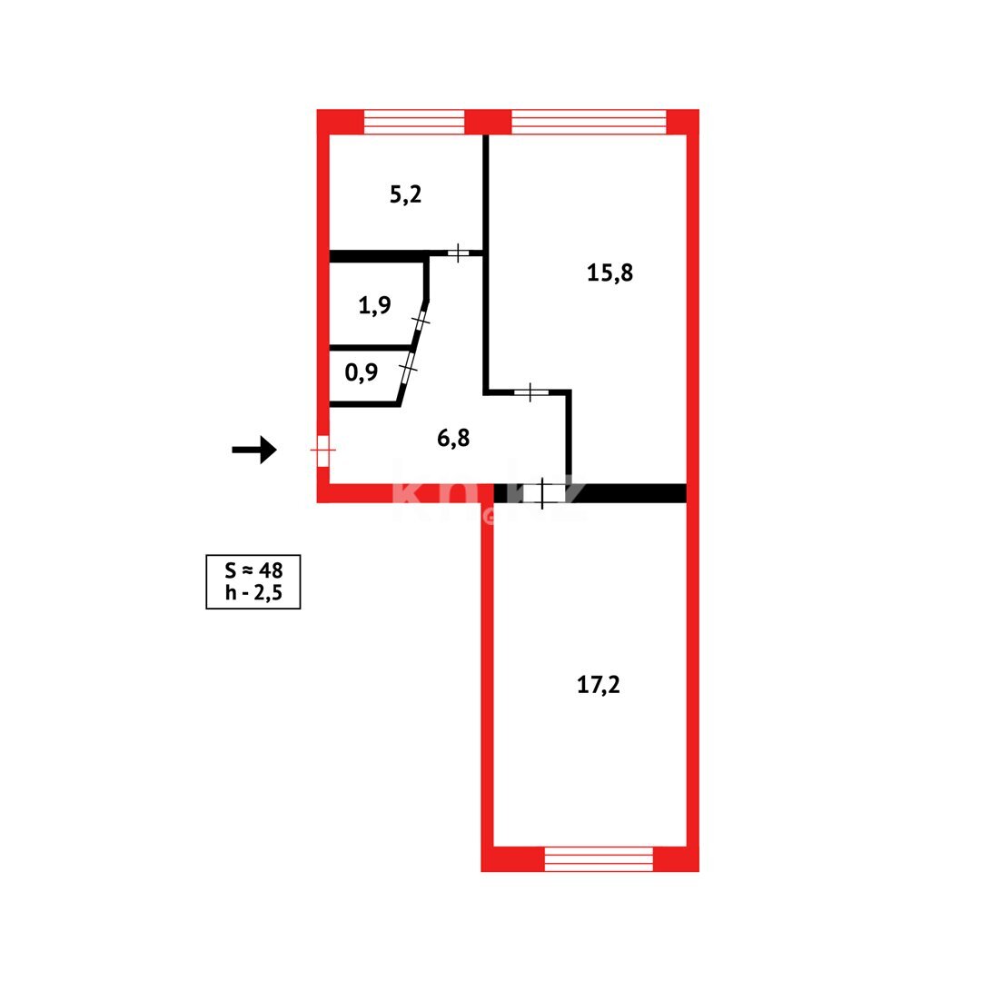 Продажа 2-комнатной квартиры, 48 м² в Темиртау - фото 2