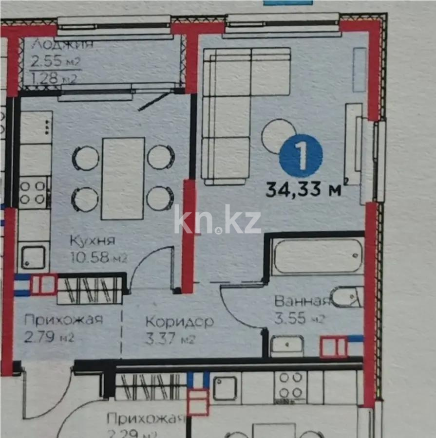 Продажа 1-комнатной квартиры, 35 м² в Алматы