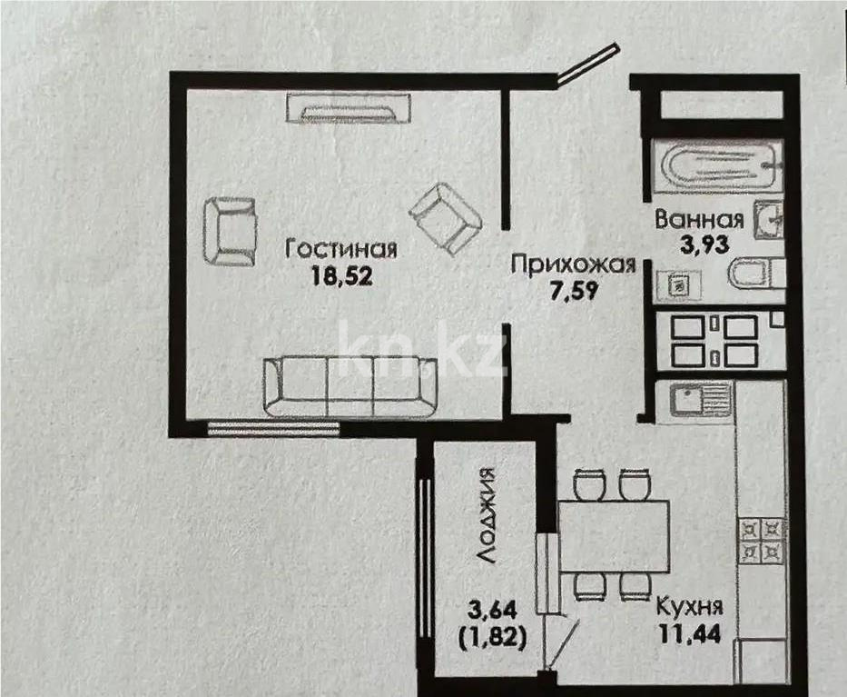 Продажа 1-комнатной квартиры, 43.1 м² в Астане - фото 2