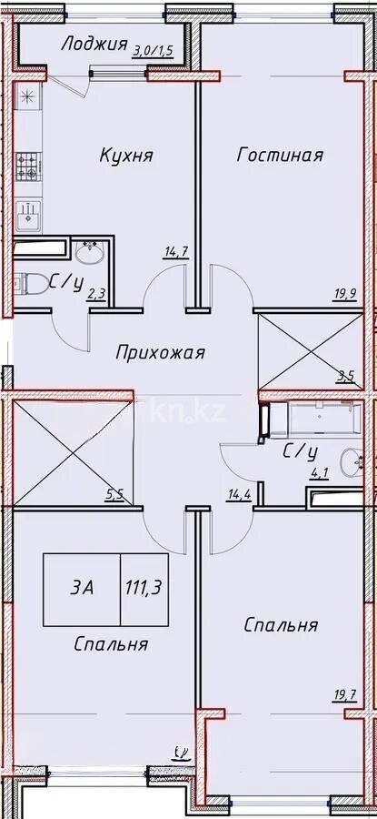 Продажа 3-комнатной квартиры, 111.3 м² в Алматы