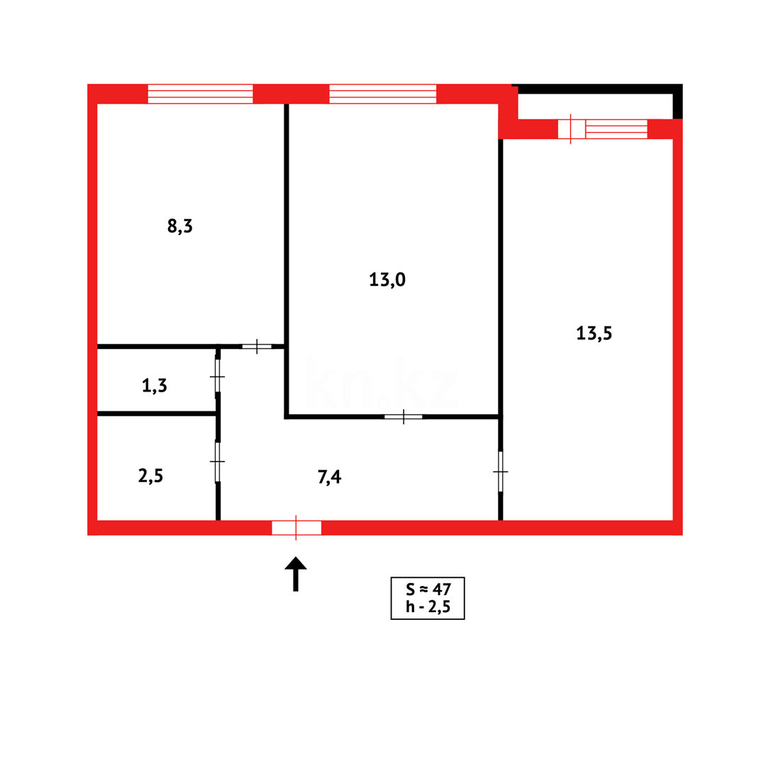 Продажа 2-комнатной квартиры, 48 м² в Караганде - фото 11