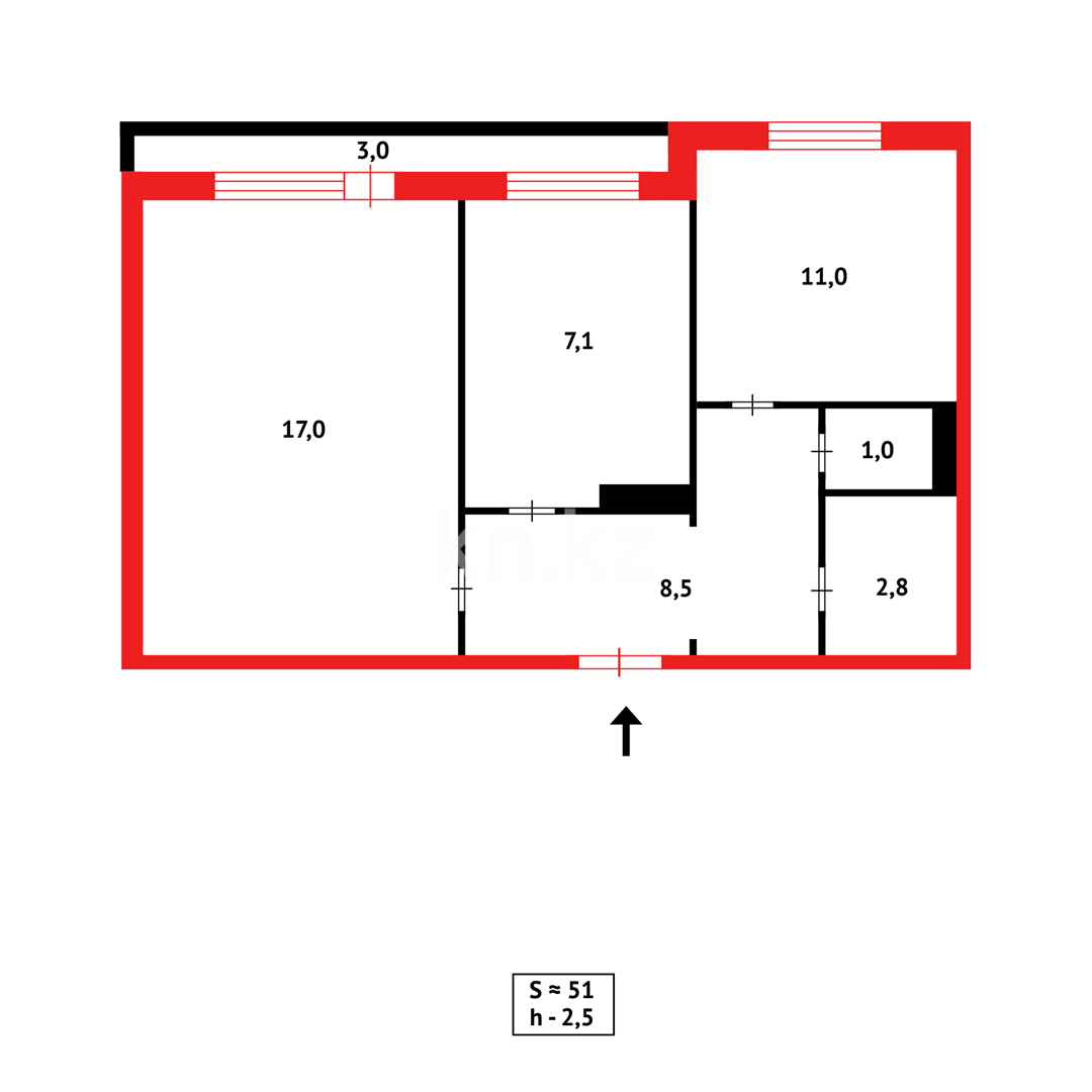 Продажа 2-комнатной квартиры, 51 м², мкр-н Мамраева (Восток-5) в Караганде - фото 14