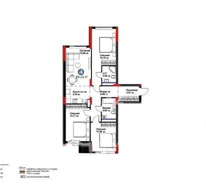 Продажа 4-комнатной квартиры, 86.22 м² в Астане