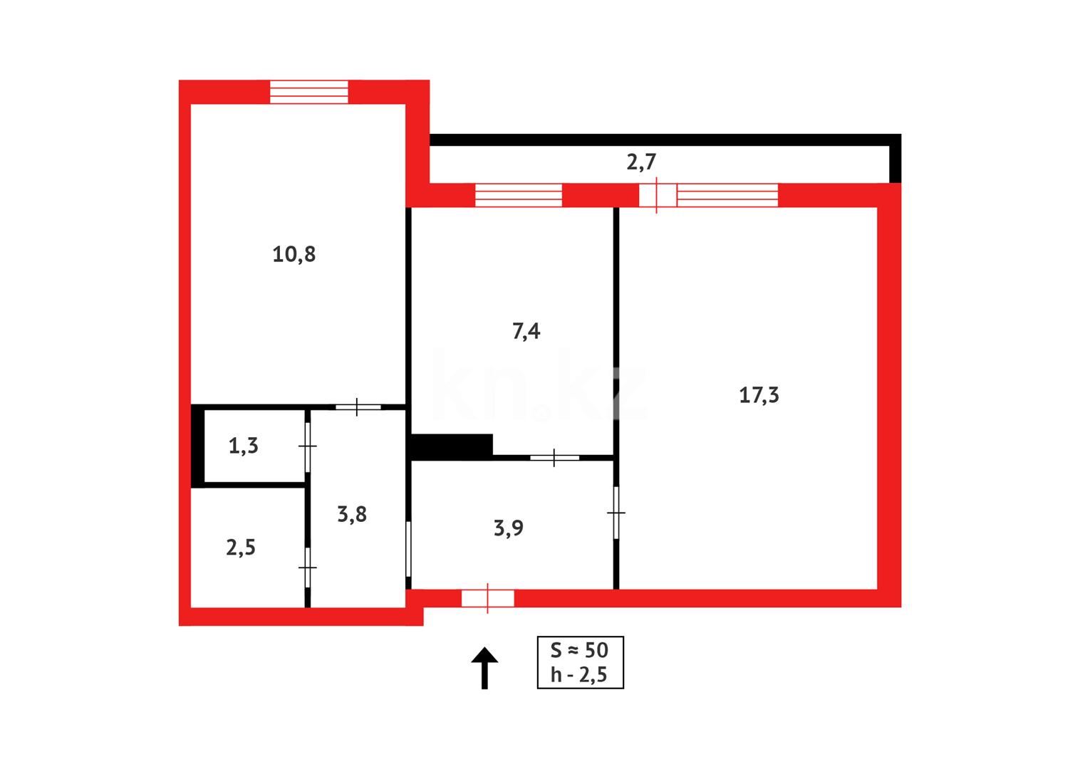 Продажа 2-комнатной квартиры, 48 м², мкр-н Мамраева (Восток-5) в Караганде - фото 16