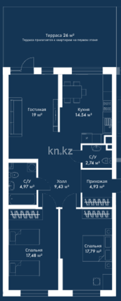 Продажа 2-комнатной квартиры, 92.71 м², Алатауская трасса, дом  33Ж в Алматинской области - фото 11