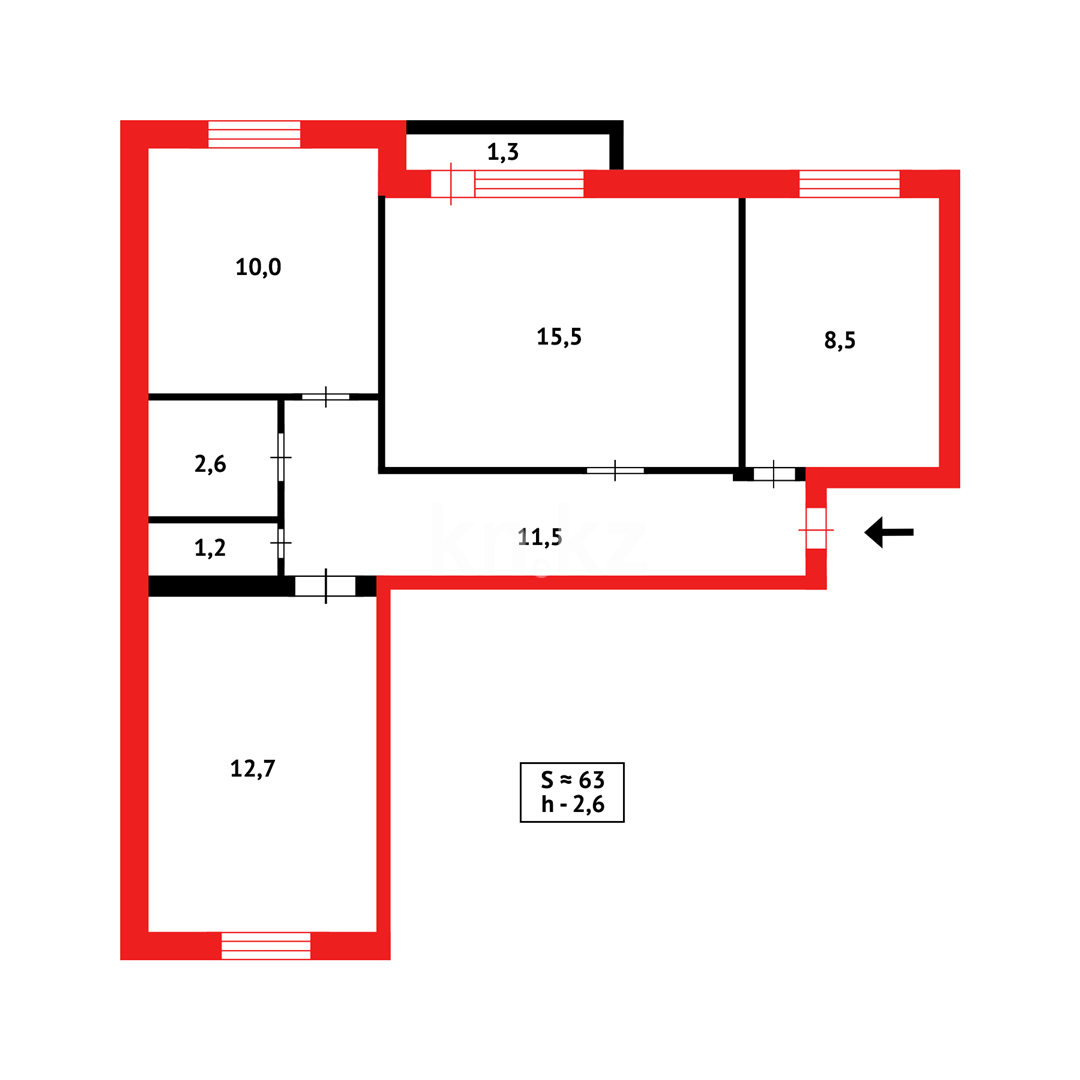 Продажа 3-комнатной квартиры, 63 м² в Караганде - фото 14