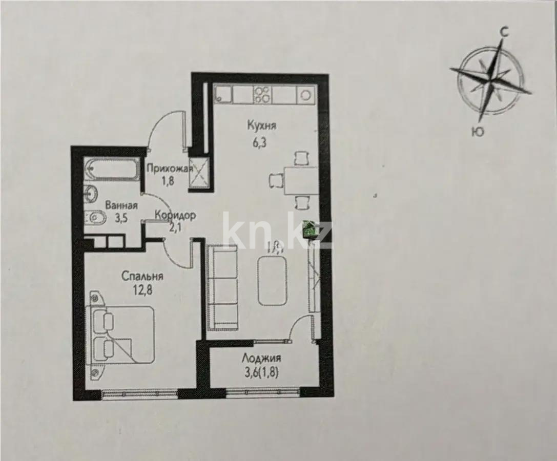 Продажа 2-комнатной квартиры, 45.4 м² в Алматы - фото 3