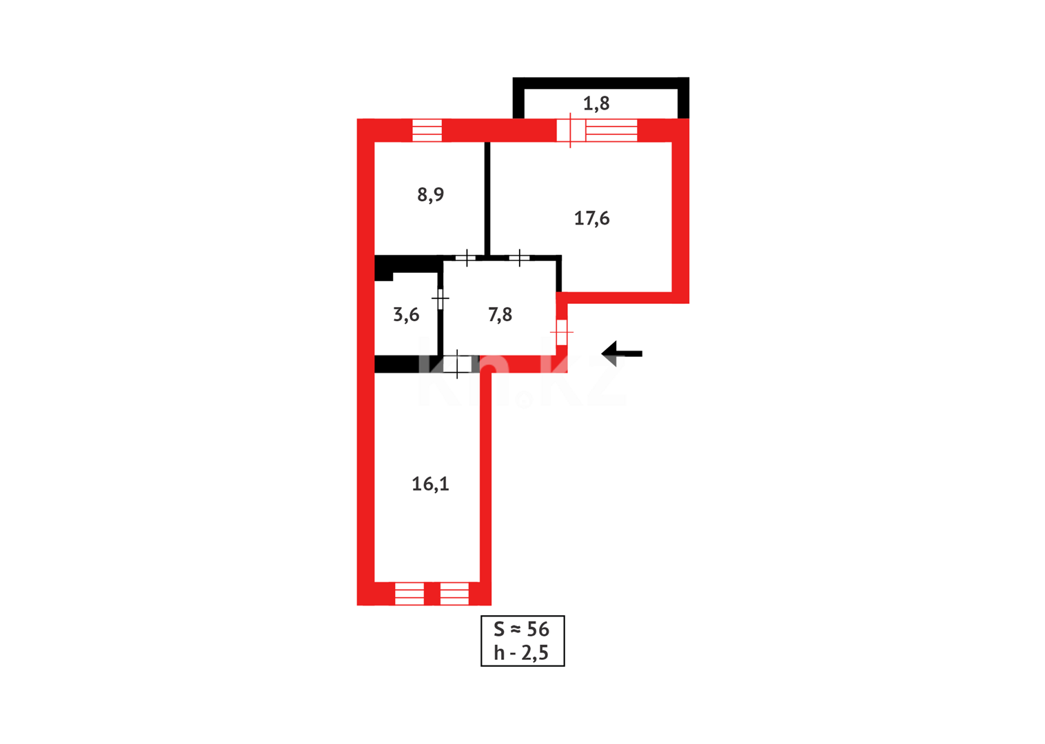 Продажа 2-комнатной квартиры, 56 м² в Астане - фото 16