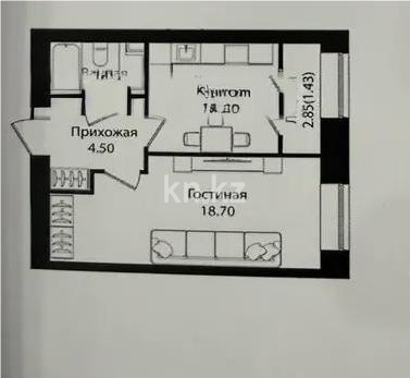 Продажа 1-комнатной квартиры, 39 м² в Астане