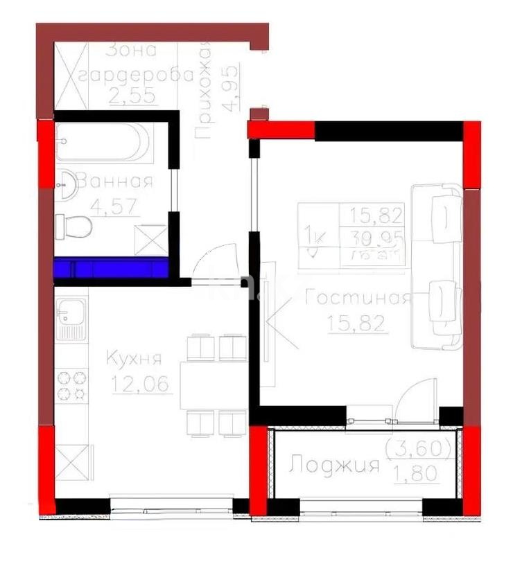Продажа 1-комнатной квартиры, 42 м² в Астане