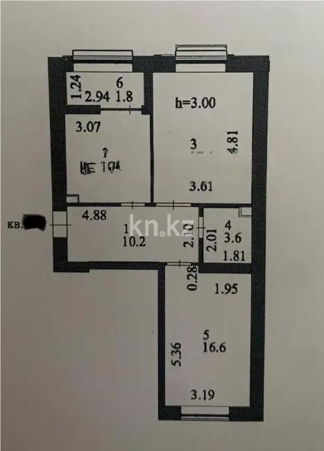 Продажа 2-комнатной квартиры, 59.8 м², ул. Казыбек би, дом  7/1 в Астане
