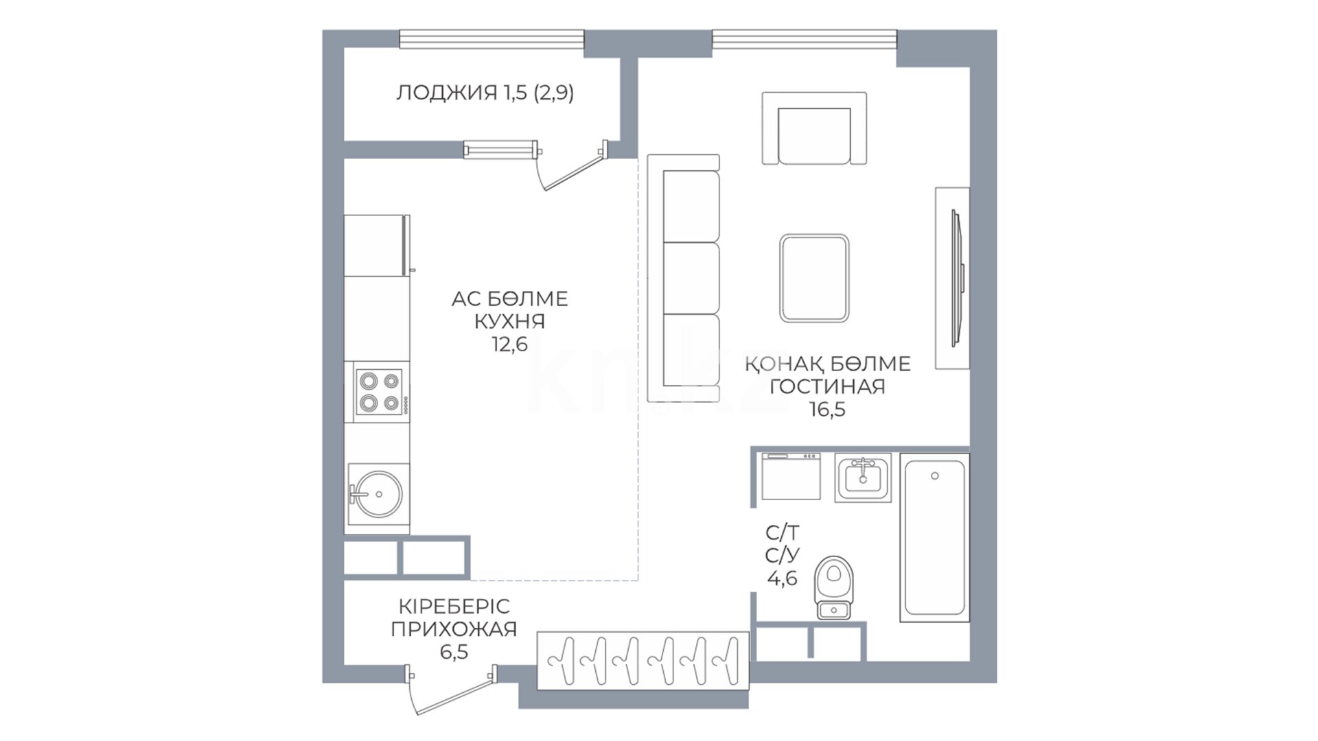 ЖК Riviera Plus, 1-комнатная, цена 36 112 200 ₸, 866 000 ₸&nbsp;/&nbsp;м²