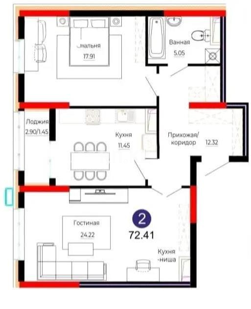 Продажа 2-комнатной квартиры, 72 м² в Астане - фото 3