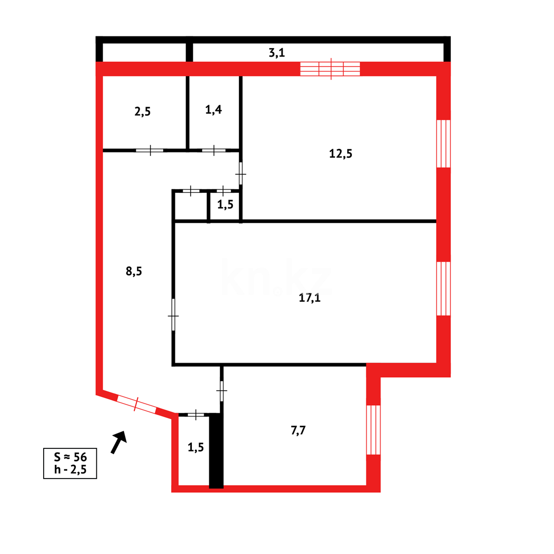 Продажа 2-комнатной квартиры, 57 м² в Темиртау - фото 10