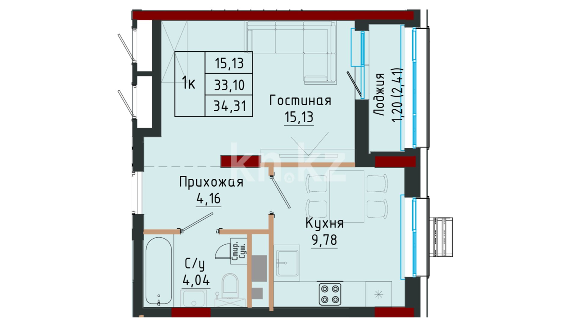 ЖК Ulagat, 1-комнатная, цена 14 959 161 ₸, 436 000 ₸&nbsp;/&nbsp;м²