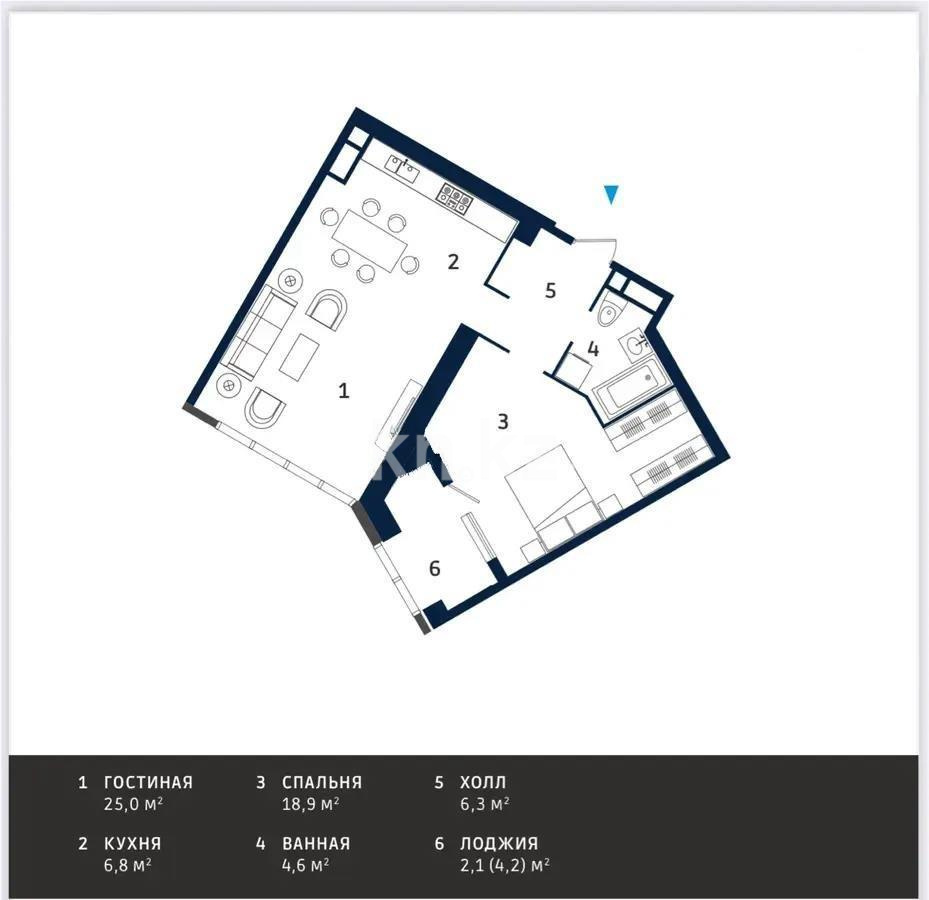 Продажа 2-комнатной квартиры, 64.4 м², пр. Аль-Фараби, дом  9 в Алматы