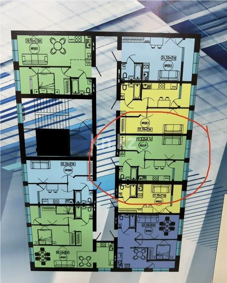 Продажа 1-комнатной квартиры, 32.3 м² в Астане