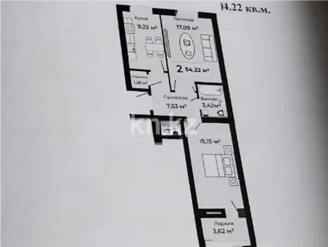 Продажа 2-комнатной квартиры, 55 м² в Астане