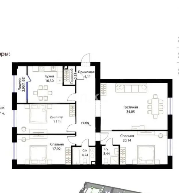 Продажа 4-комнатной квартиры, 135.53 м², ул. Жошы хана, дом  12/3 в Астане