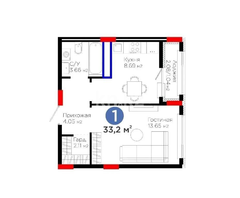 Продажа 1-комнатной квартиры, 33 м², ул. Е-908, дом  23 стр в Астане