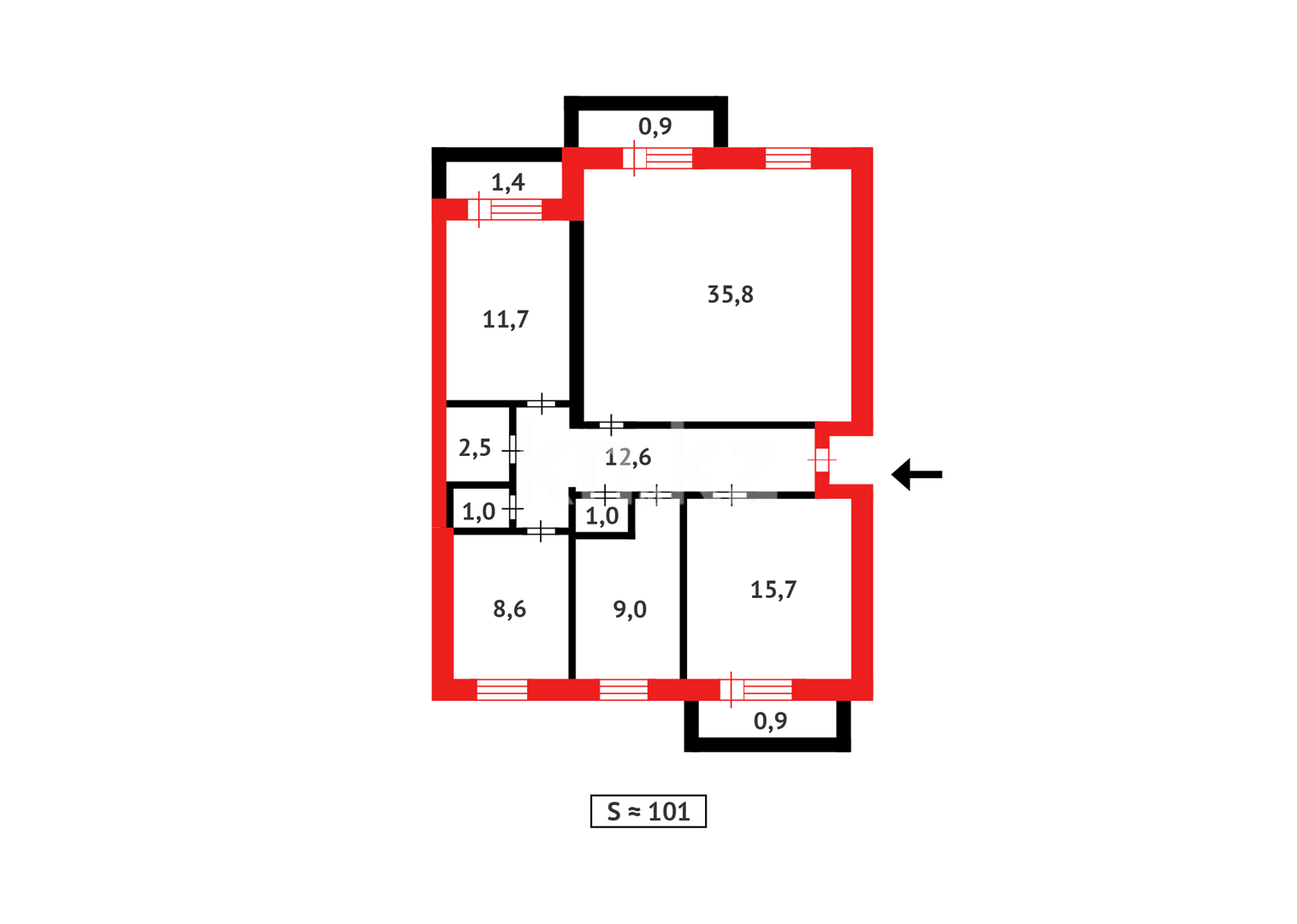 Продажа 4-комнатной квартиры, 101.4 м² в Астане - фото 18