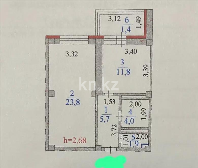 Продажа 1-комнатной квартиры, 48.6 м² в Астане