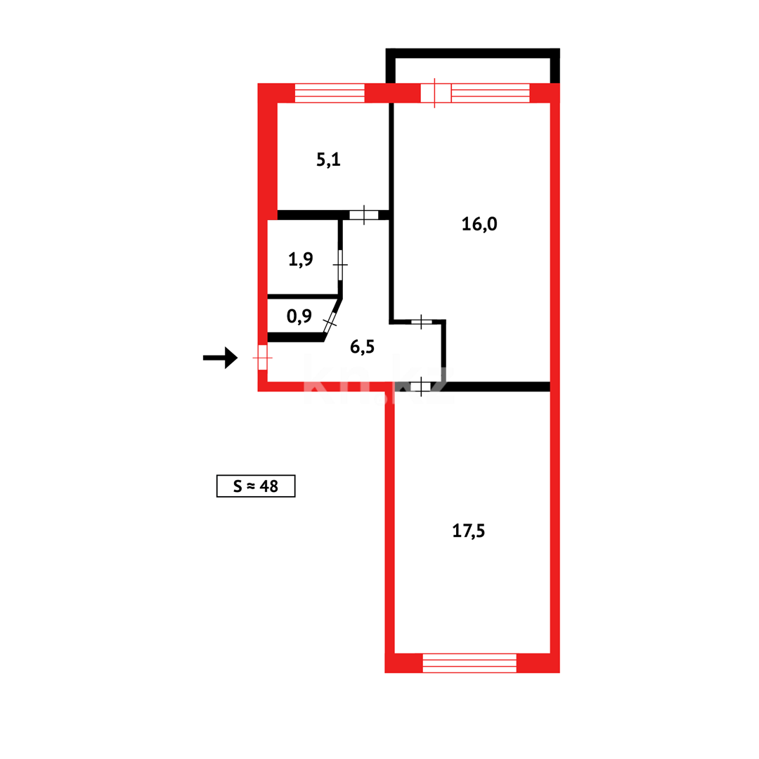 Продажа 2-комнатной квартиры, 48 м², мкр-н 6-й в Темиртау - фото 10