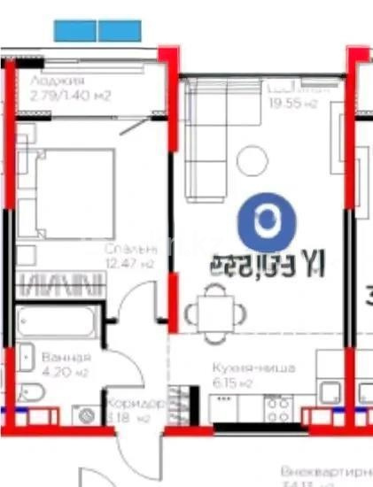 Продажа 2-комнатной квартиры, 46.95 м² в Алматы