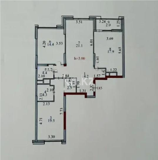 Продажа 3-комнатной квартиры, 100.3 м² в Астане