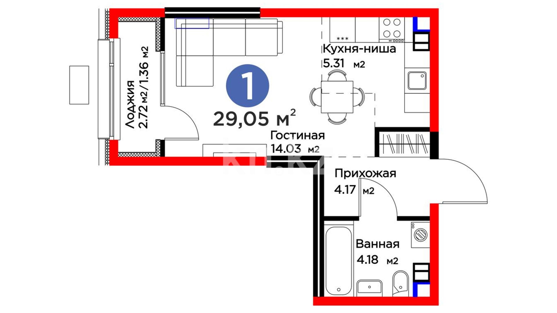ЖК Arena City. Balance B, 1-комнатная, цена 26 145 000 ₸, 900 000 ₸&nbsp;/&nbsp;м²