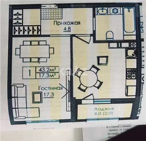 Продажа 1-комнатной квартиры, 42 м² в Астане