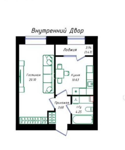 Продажа 1-комнатной квартиры, 40.13 м² в Астане